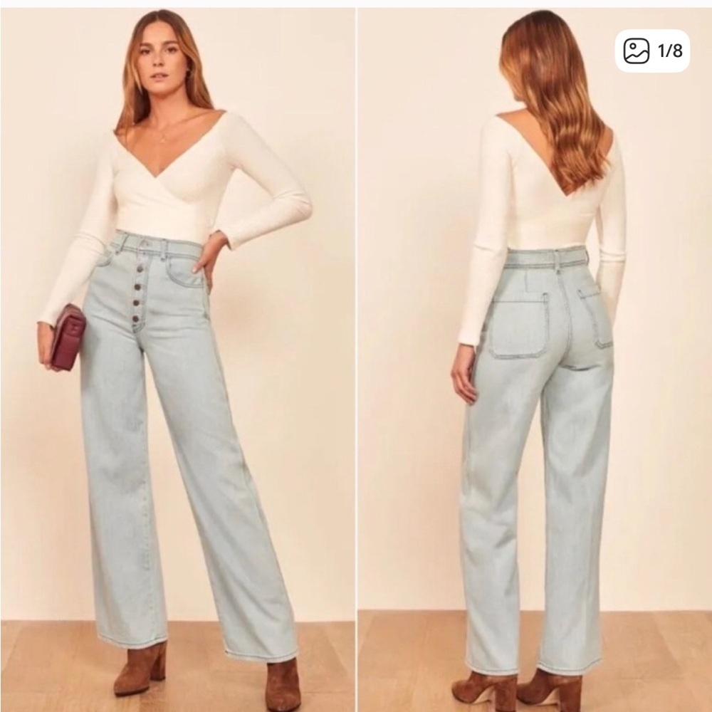 Reformation Olive Jean Light Wash Flare Jeans